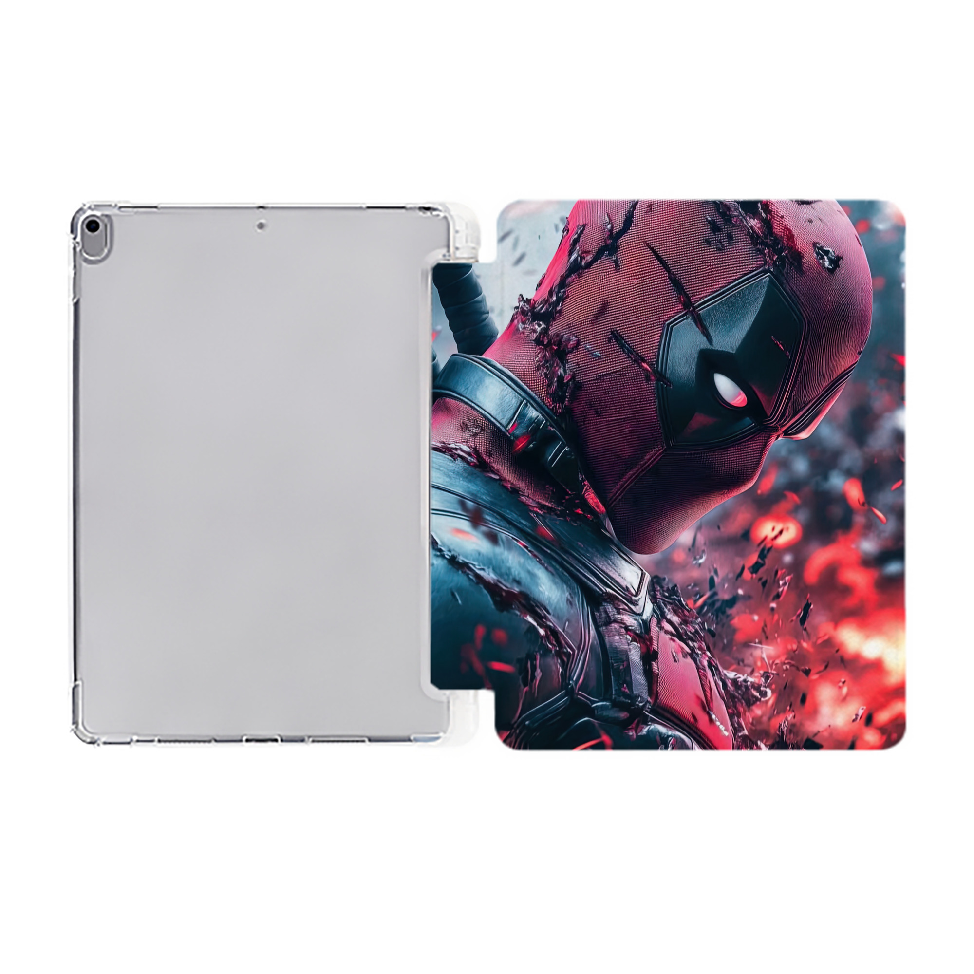 （画像用） Deadpool デッドプール IPad ケース ペン収納付き 三つ折りスタンド PUレザー×シリコン 対応機種9.5/10.5/10.9インチ